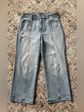 Express Distressed Wide-Leg Jeans - Light Blue, sz 12 short